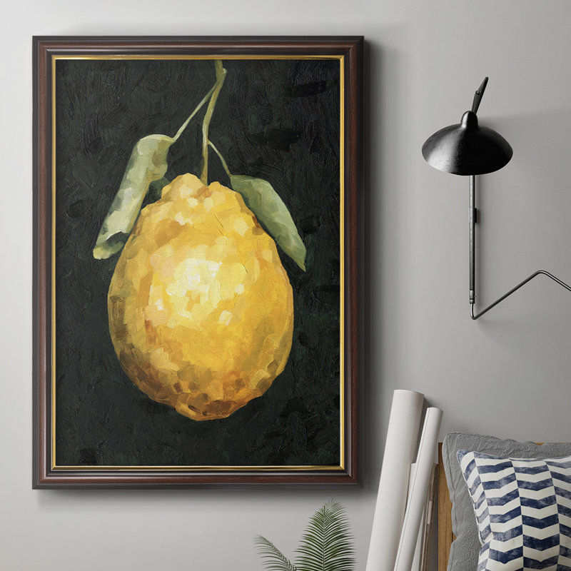 Citron foncé II - peinture sur toile encadrée, H 20 po x l 16 po x P 2,5 po