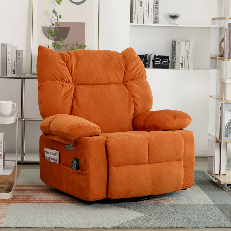 37.79" Wide Swivel Zero Gravity Recliner, Orange