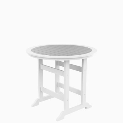 Table de bar en PEHD, table de salle à manger, ensemble de bar de patio, table à hauteur de comptoir pour l'extérieur blanc et gris