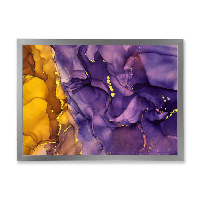 «Mauve et brun», reproduction d'art sur toile abstraite de luxe, H 34 po x l 44 po, Cadre photo argenté
