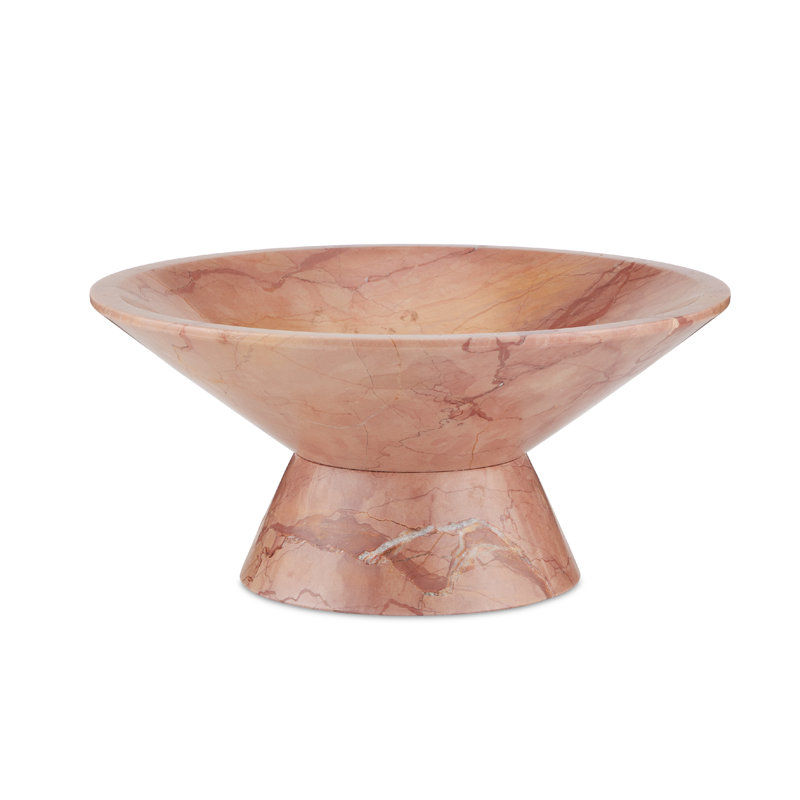 Bol décoratif en marbre Lubo, H 4,5 po x l 9,5 po x P 9,5 po, Rosa