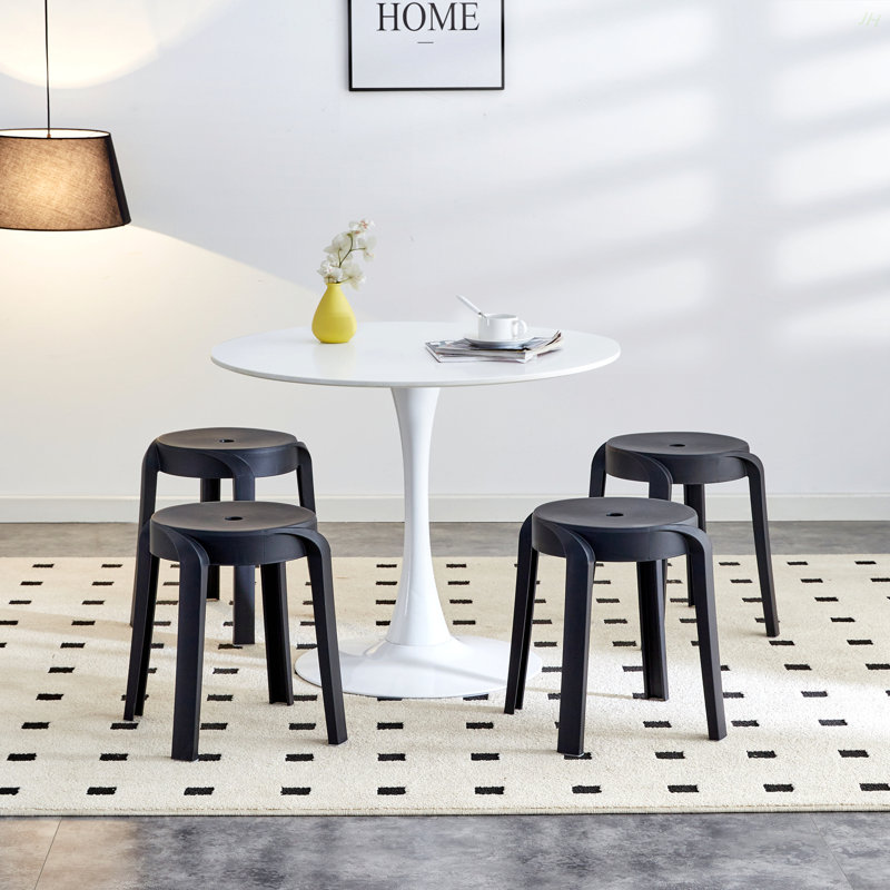 Ensemble de 6 chaises empilables en plastique, Noir