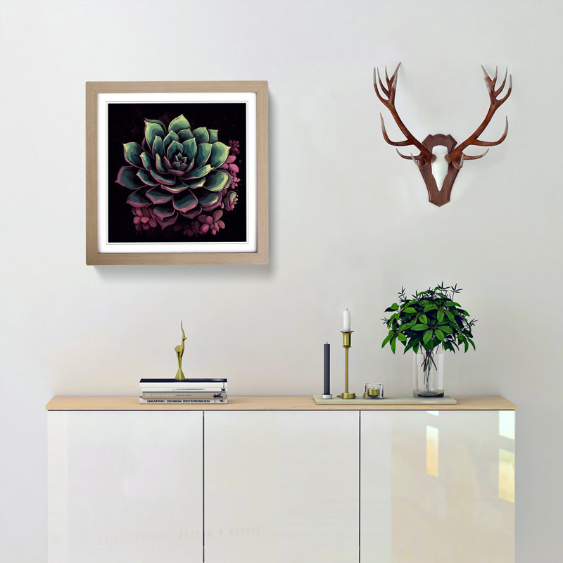 Succulent - Framed Print, Oak