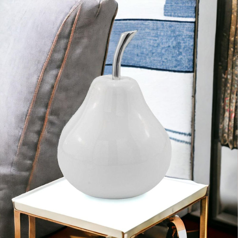 Annebeth Pera Blanco Pear, 16.5" H x 11" W x 11" D, White