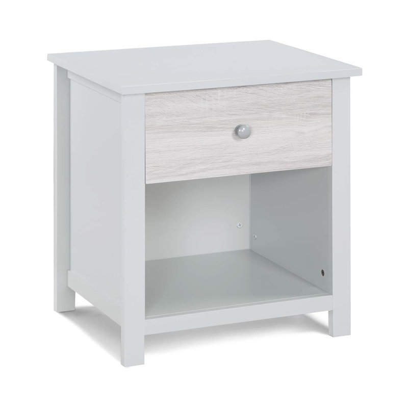 Table de chevet avec tiroir et tablette, Gris