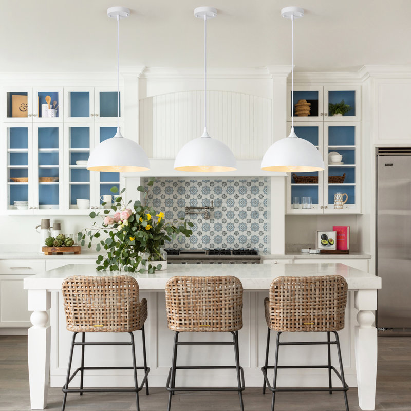 3 - Light 11.81'' Dome Pendant for Kitchen Island Modern Pendant Lighting Fixtures ( Set of 3), White