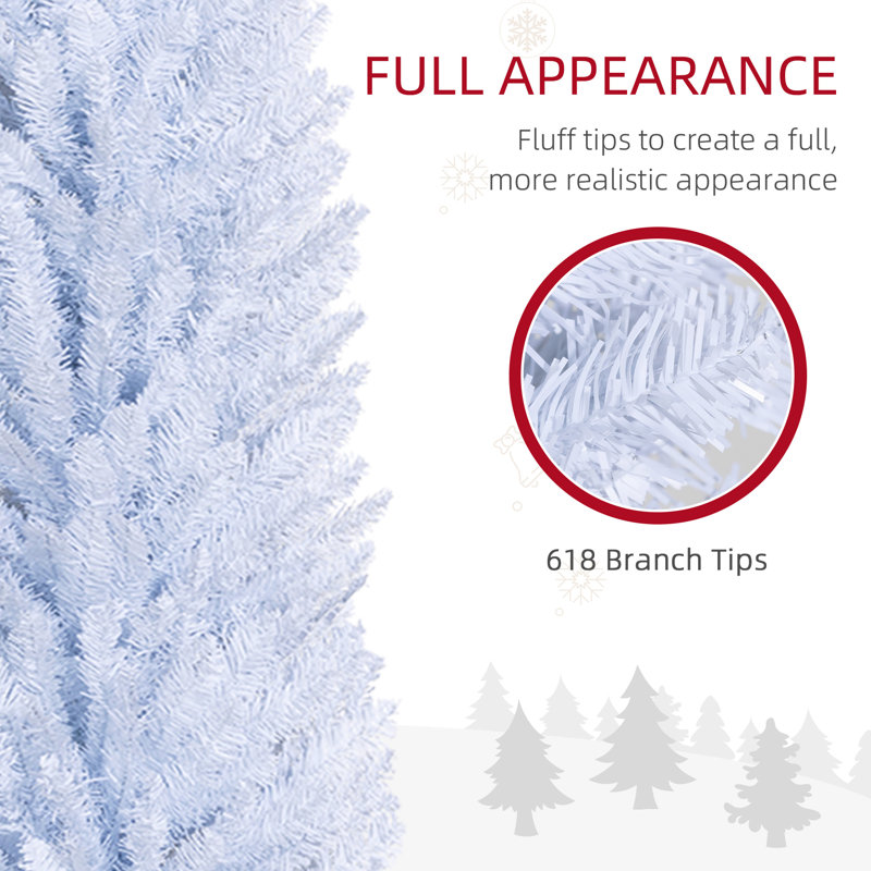 Arbre de Noël artificiel 8 pi, 618 pointes, blanc