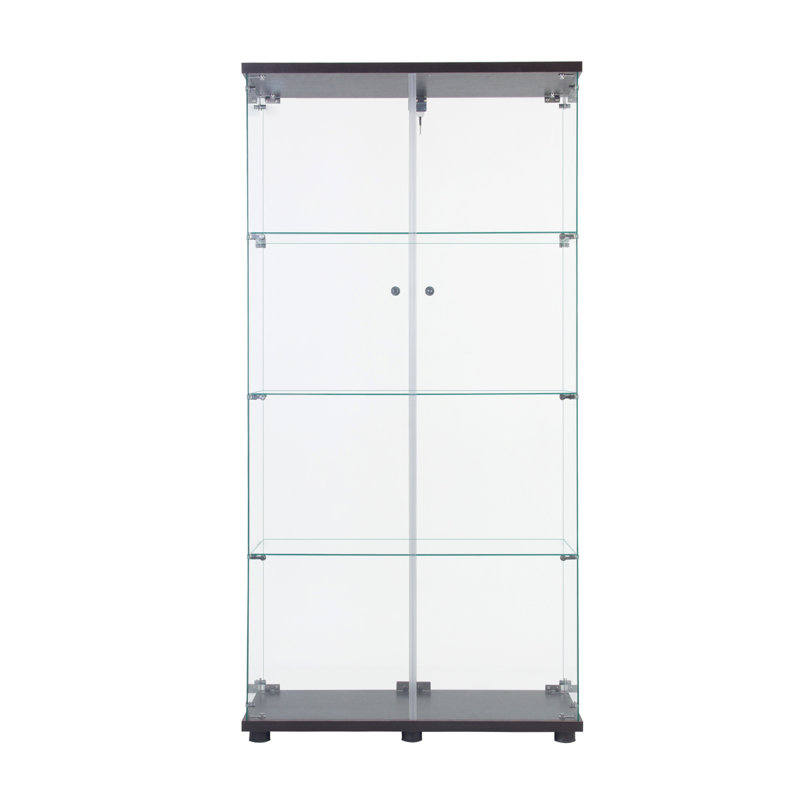 Vitrine vitrée à deux portes avec 4 tablettes, noir, Noir