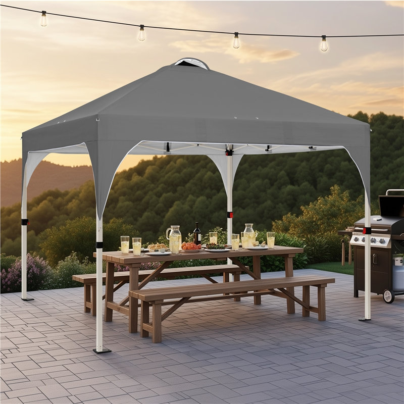 3m x 3m Iron Pop-Up Gazebo, Dark Grey