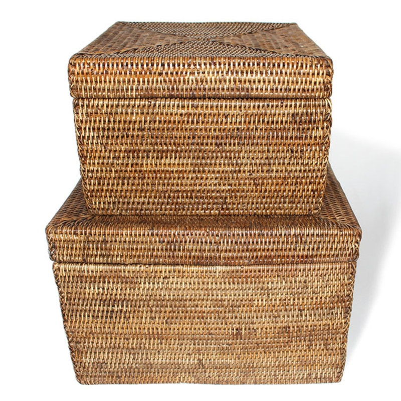 Wicker Decorative Basket Set, Antique Brown