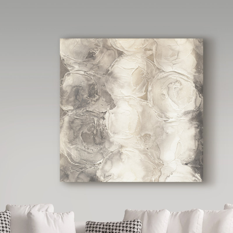 Gray and Beige Abstract Circles Canvas Art 24'' x 24''