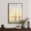 Voiliers dorés sur une eau tranquille, art de salon, impression sur toile encadrée-133594788-133594791