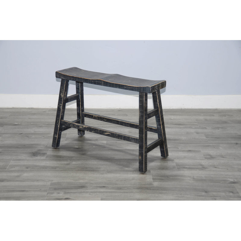 Ashat Solid Wood Bench, 24" H x 33" W x 14.5" D, Black Sand