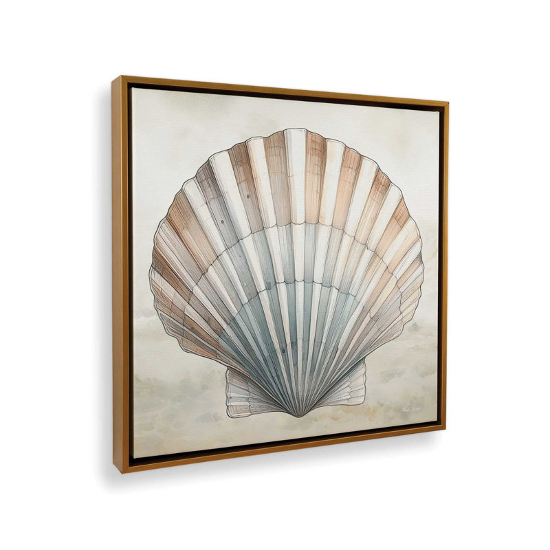«Cape Cod Clamshell» par Nicole DeCamp, reproduction d'art, Toile avec cadre, L 20 po x H 20 po, Doré