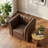 Cephus  34.7'' W Swivel Chair Channel Tufted Faux Leather Vanity Armchair Accent Chair-1283283943