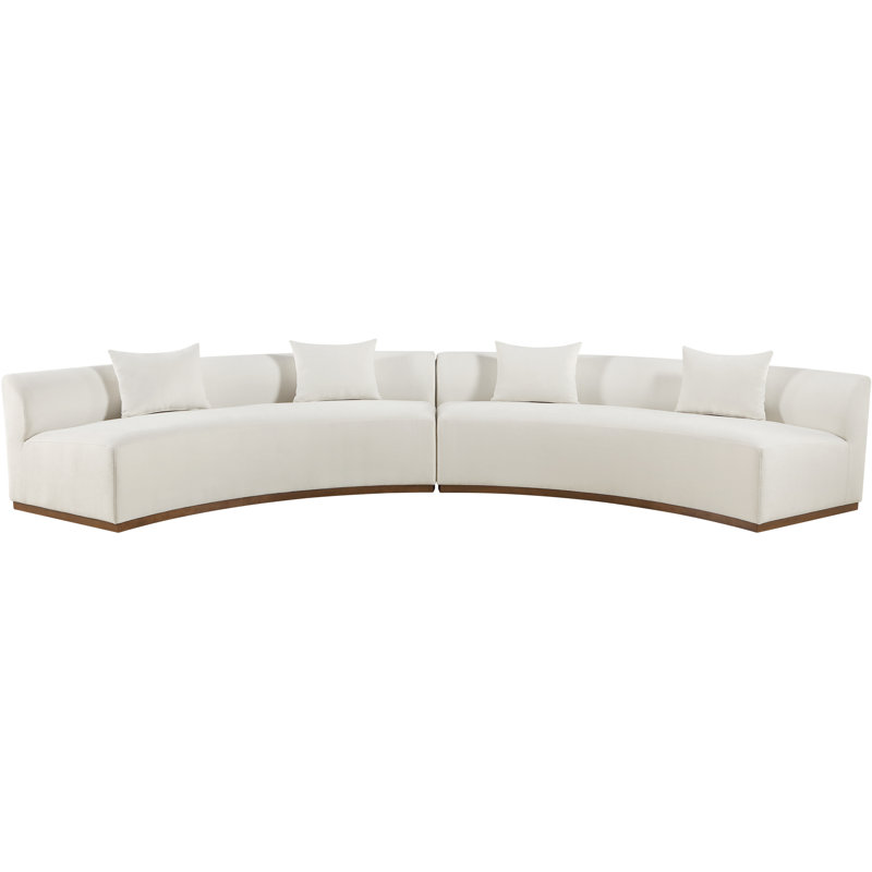 Canapé modulaire en tissu de chenille rembourré 2 pièces 182,5 po Avanti, Chenille crème, H 30 po x l 183 po x P 68 po