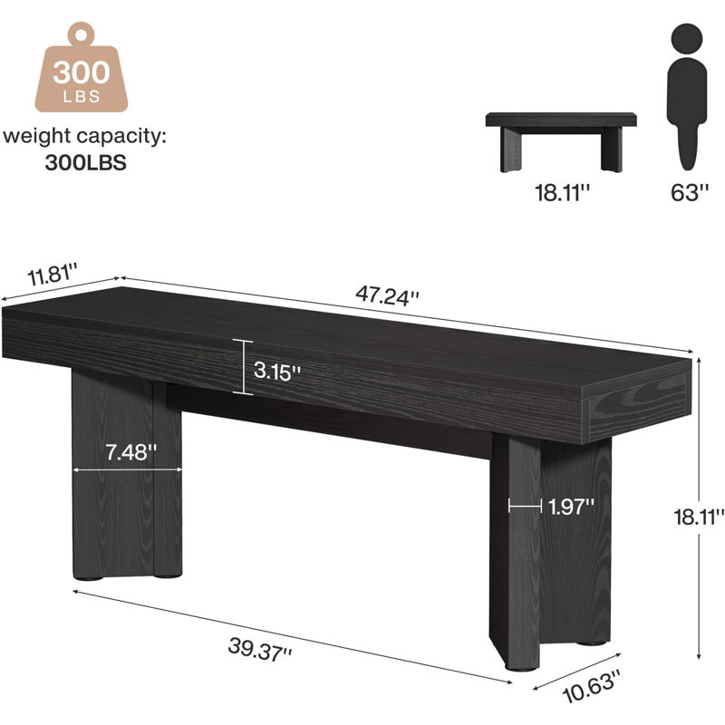Banc de table de cuisine à pieds triangulaires, rangement pour chaussures, Noir