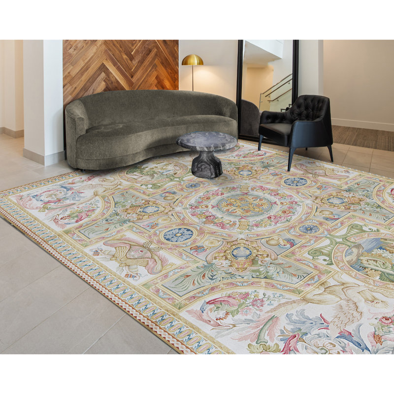 Tapis crème et ivoire noué à la main de haute qualité