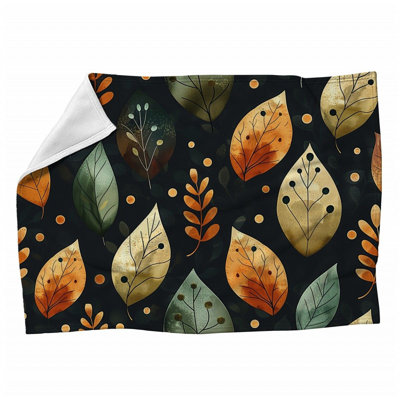 Leaf Patterns Artwork Machine Printed Throw Blanket