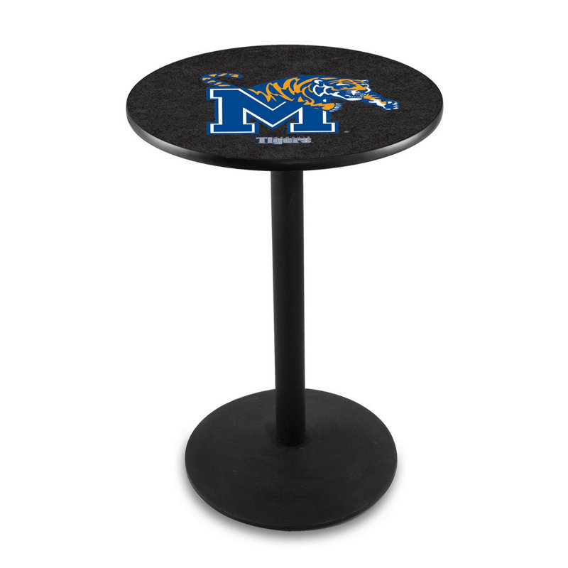 Round Metal Base Dining Table, University of Memphis, Black Wrinkle