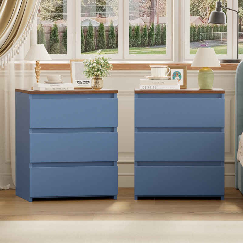 Bozidar 3 - Drawer Nightstand, Blue