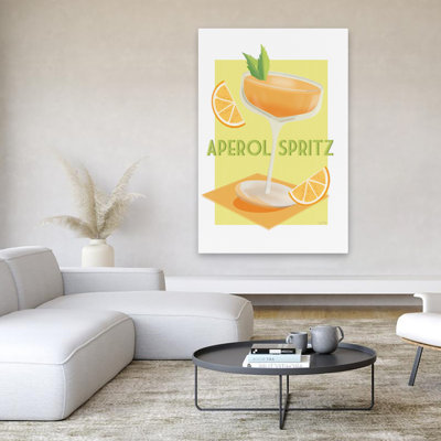 Aperol Spritz - Contemporary  Vintage Aperol Spritz Illustration Cocktail Poster Orange Drink Art