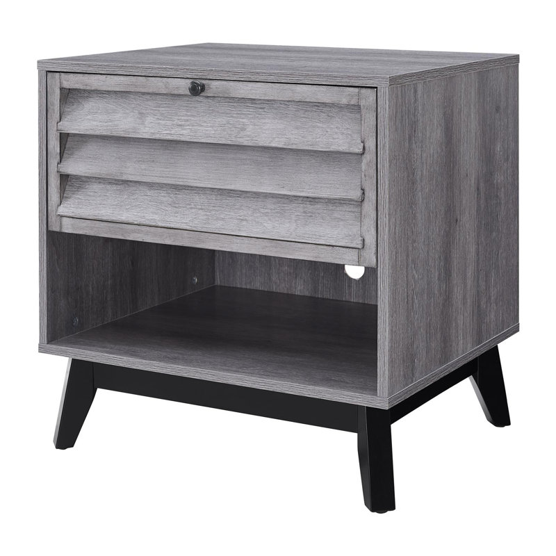 Merced Solid Wood End Table, Grey Oak
