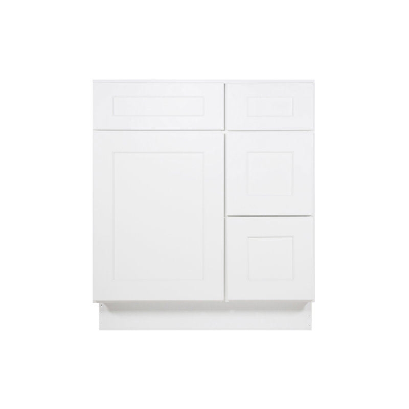 Shaker White Solid Wood Freestanding Vanity Cabinet with Drawers