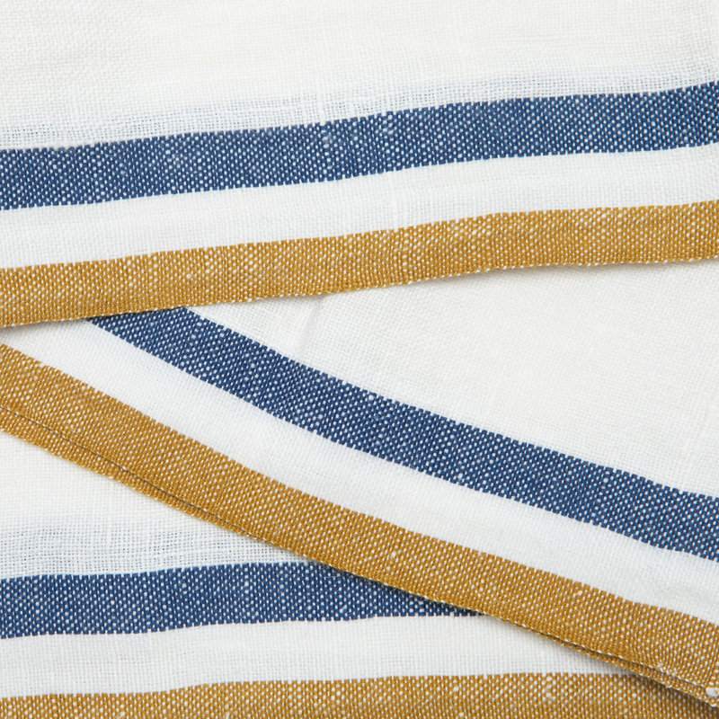 Normandy Square Napkins, White/Mustard/White/Blue