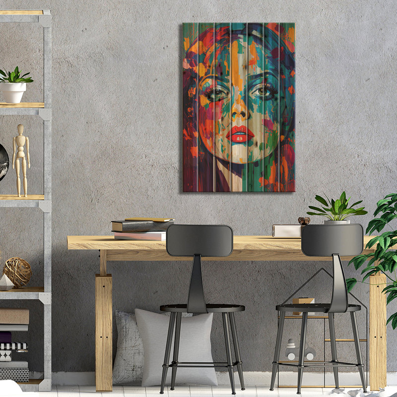Pop Art Portrait coloré et élégant, H 40 po x l 26 po x P 1,5 po