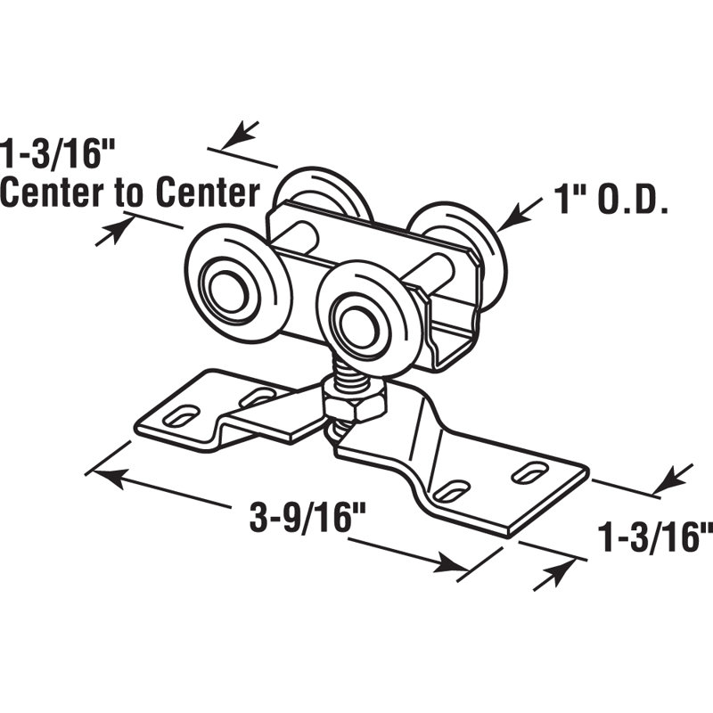 Ensemble de rouleau de porte de poche Prime-Line, diamètre extérieur de 1 po, convexe, pneus en plastique, support en acier (paquet unique)