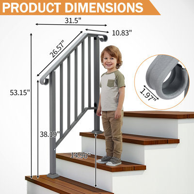 Sliver 2-Step Iron Stair Handrail