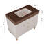 Meuble-lavabo simple autoportant blanc de 91 cm (36 po) avec lavabo en céramique, comptoir en pierre frittée brun chaud et 3 tiroirs.