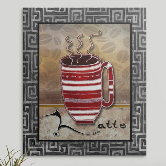 «Anjila Hot Cuppa Latte» par Megan Duncanson, reproduction d'art, H 30 po x l 25 po x P 1,5 po, Toile