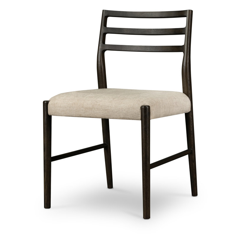 Lindyn 18.9'' H Upholstered Side Chair, Ivory Cotton/Polyester Blend/Viscose, Scrubbed Oak Black