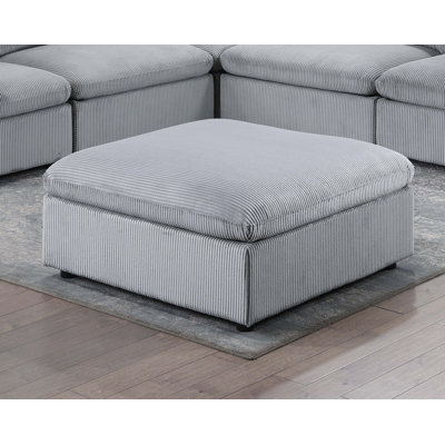 Repose-pieds contemporain en velours côtelé gris foncé avec repose-pieds 1 pièce