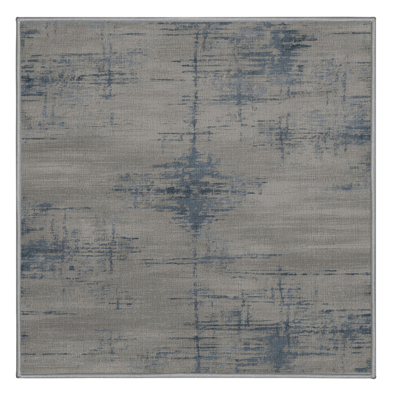 Tapis abstrait gris lavable à la machine, Carré 3 pi