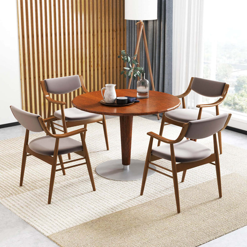 Velvet Dining Chair Set Of 2 With Padded Seat & Back Armrests Rubber Wood Frame
