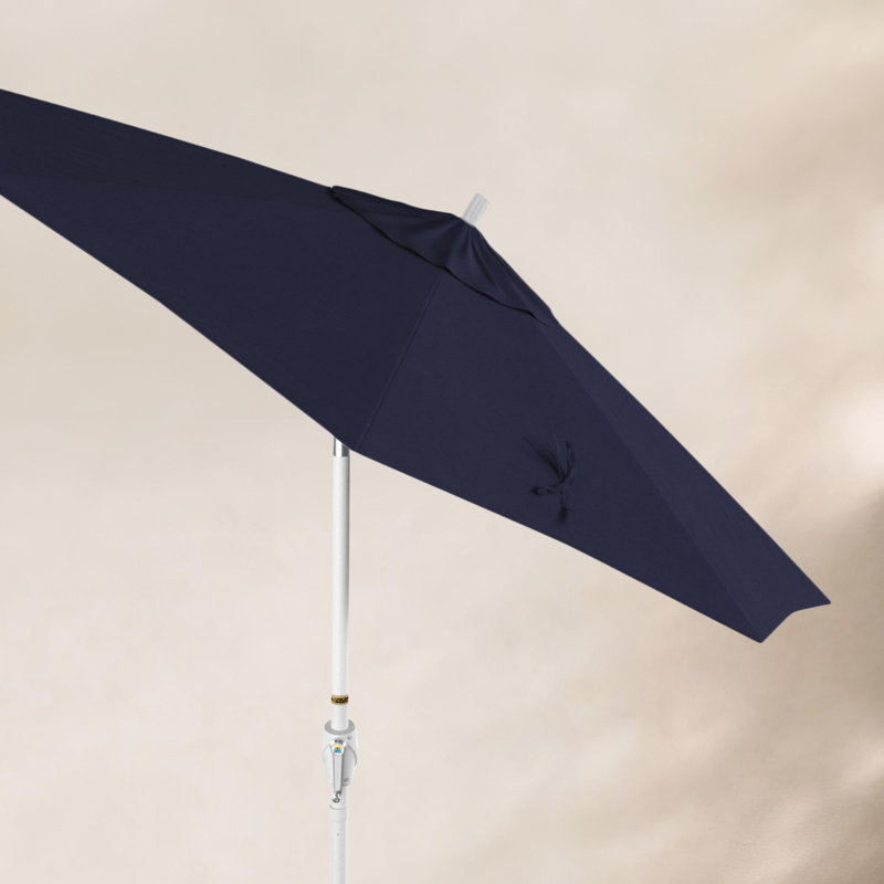 Parasol de marché 7,5', Sunbrella®, Blanc, Toile bleu marine Sunbrella®