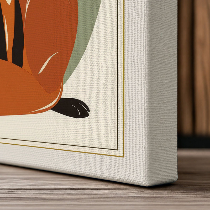 Fox in Profile Mid-Century - Wrapped Canvas, 18x12 - 45.7 x 30.5 cm, Cream Border