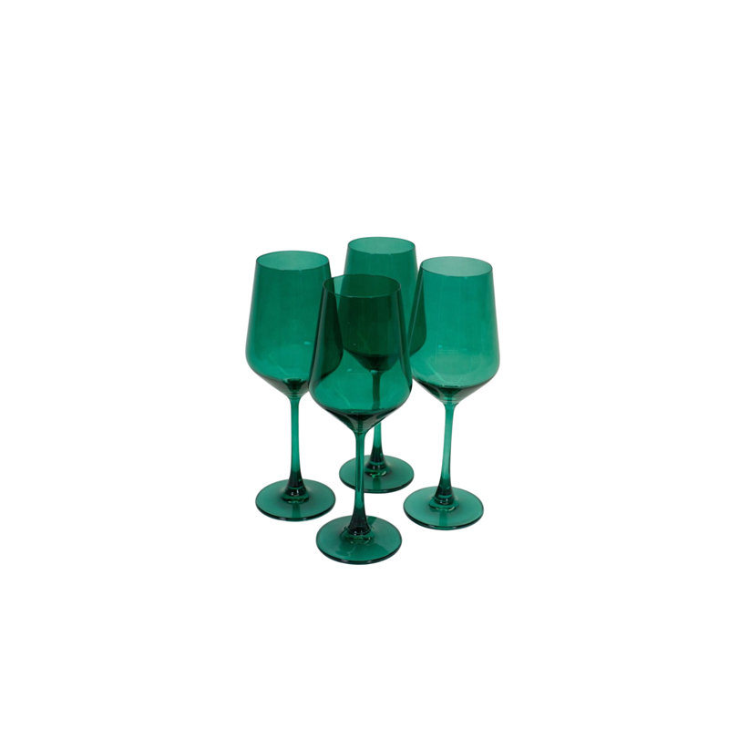 Verre à vin de couleur vert émeraude - ensemble de 4 - tiges, Green