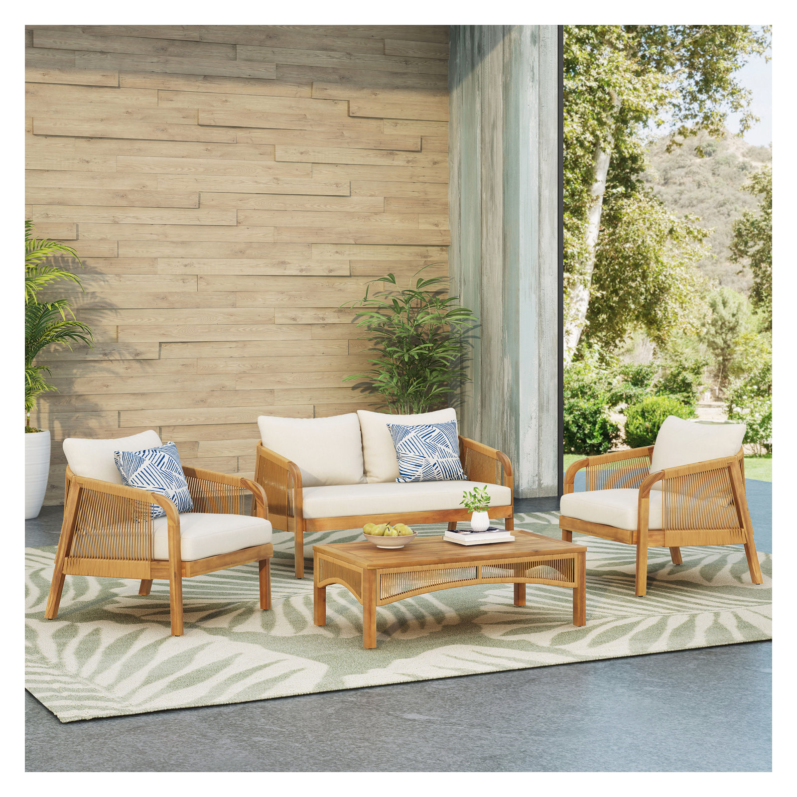 Fiora 4-Person Patio Conversation Set with Cushions