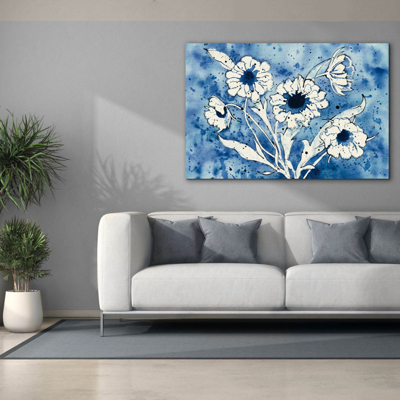 «Batik Flowers» par Shirley Novak, art mural sur toile, H 40 po x l 60 po x P 1,5 po