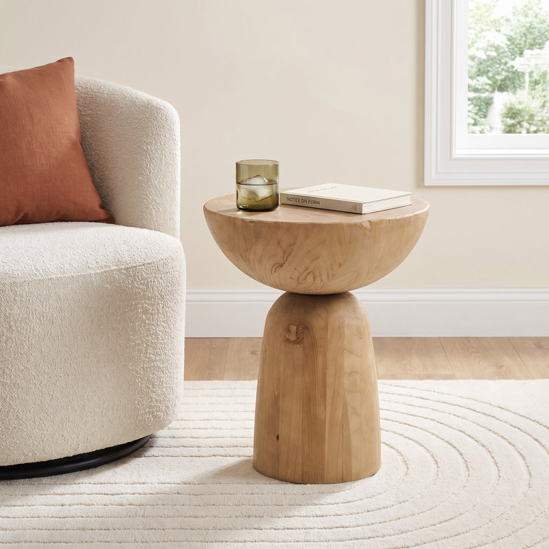 Saria Solid Wood End Table, Natural Pine