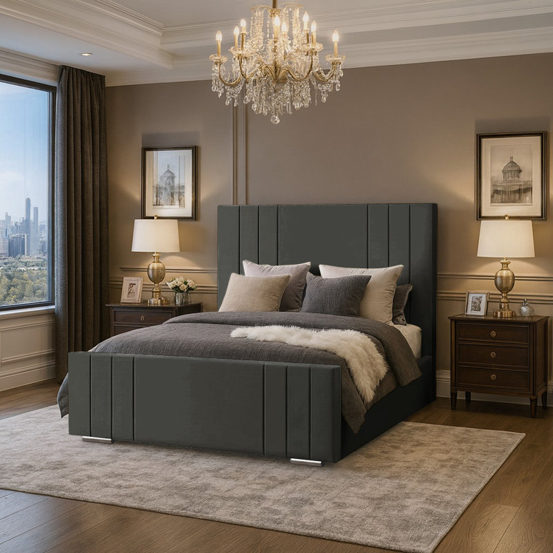 Aalyan Upholstered Bed, 99 x 211 cm, Asphalt