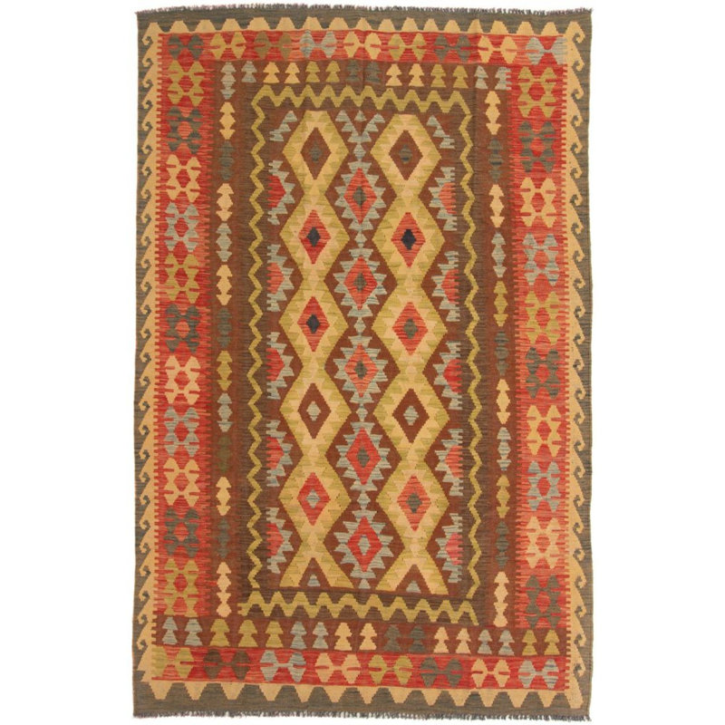 Rectangle 186 cm x 289 cm Geometric Hand Woven Kilim