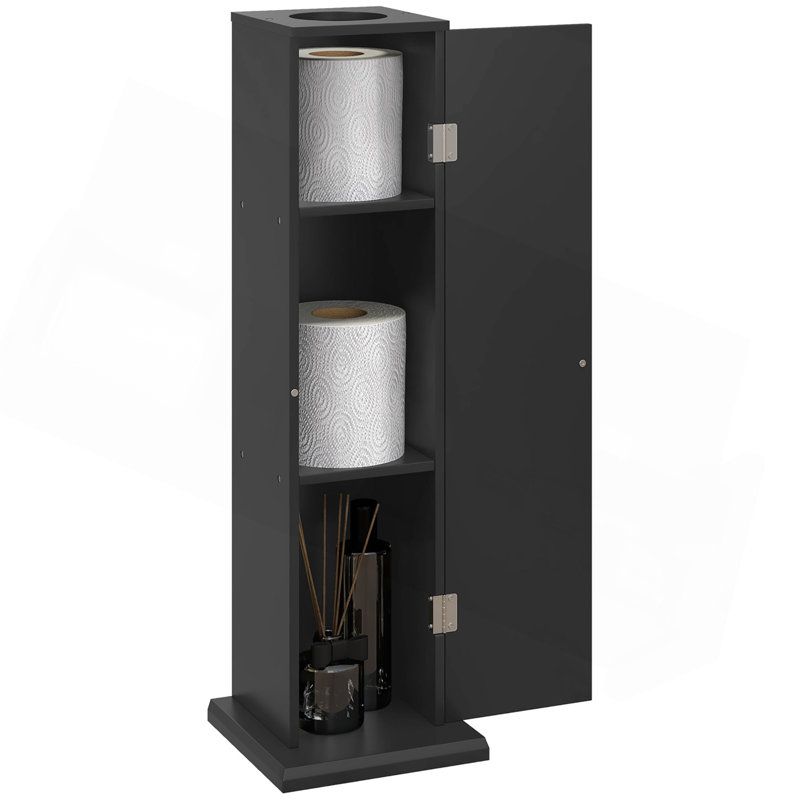 Toilet Paper Cabinet, Small Bathroom Corner Floor Cabinet With Doors And Shelves, Thin Storage Bathroom Organizer For Paper Shampoo