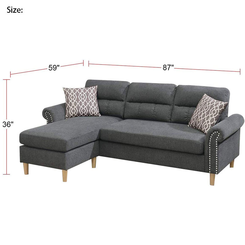 87 " Velvet L-Shaped Sofa & Chaise