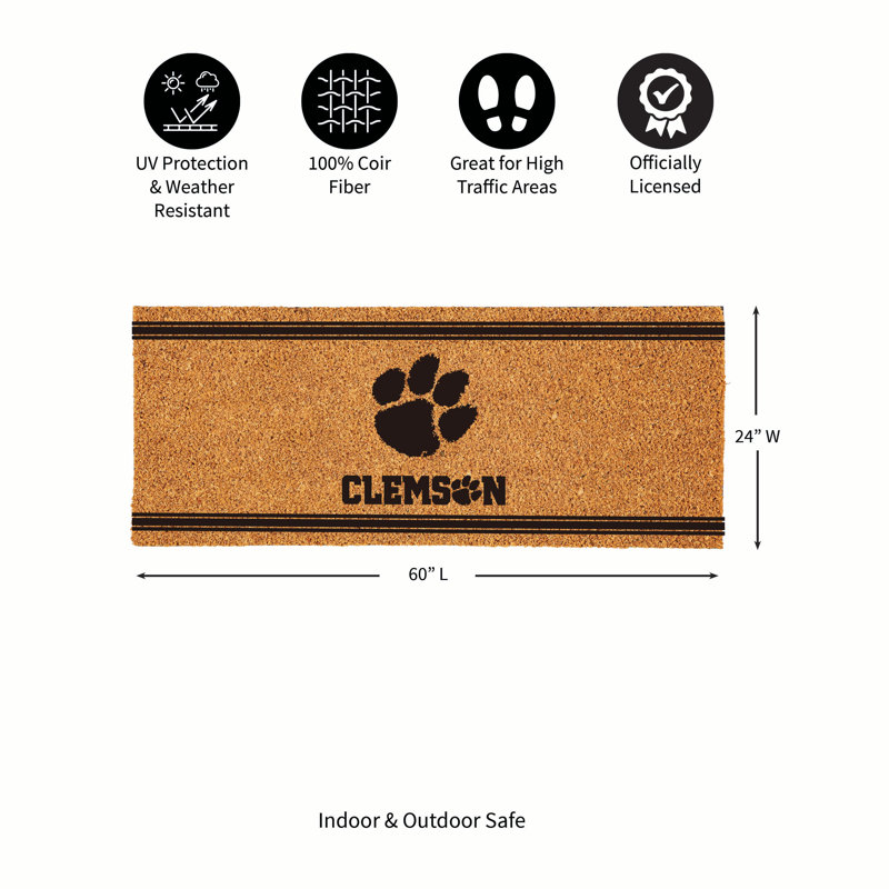 Très grand tapis de couleur unie Clemson University, 60 po x 24 po