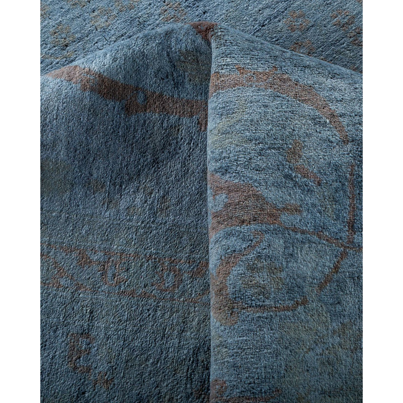 Tapis unique bleu / gris 9 pi 2 po x 11 pi 9 po Zealan